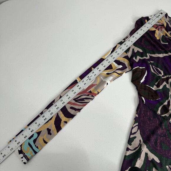 M Missoni Dress Womens Medium Purple Floral Abstract Ruched Faux Wrap Cocktail - Picture 12 of 16
